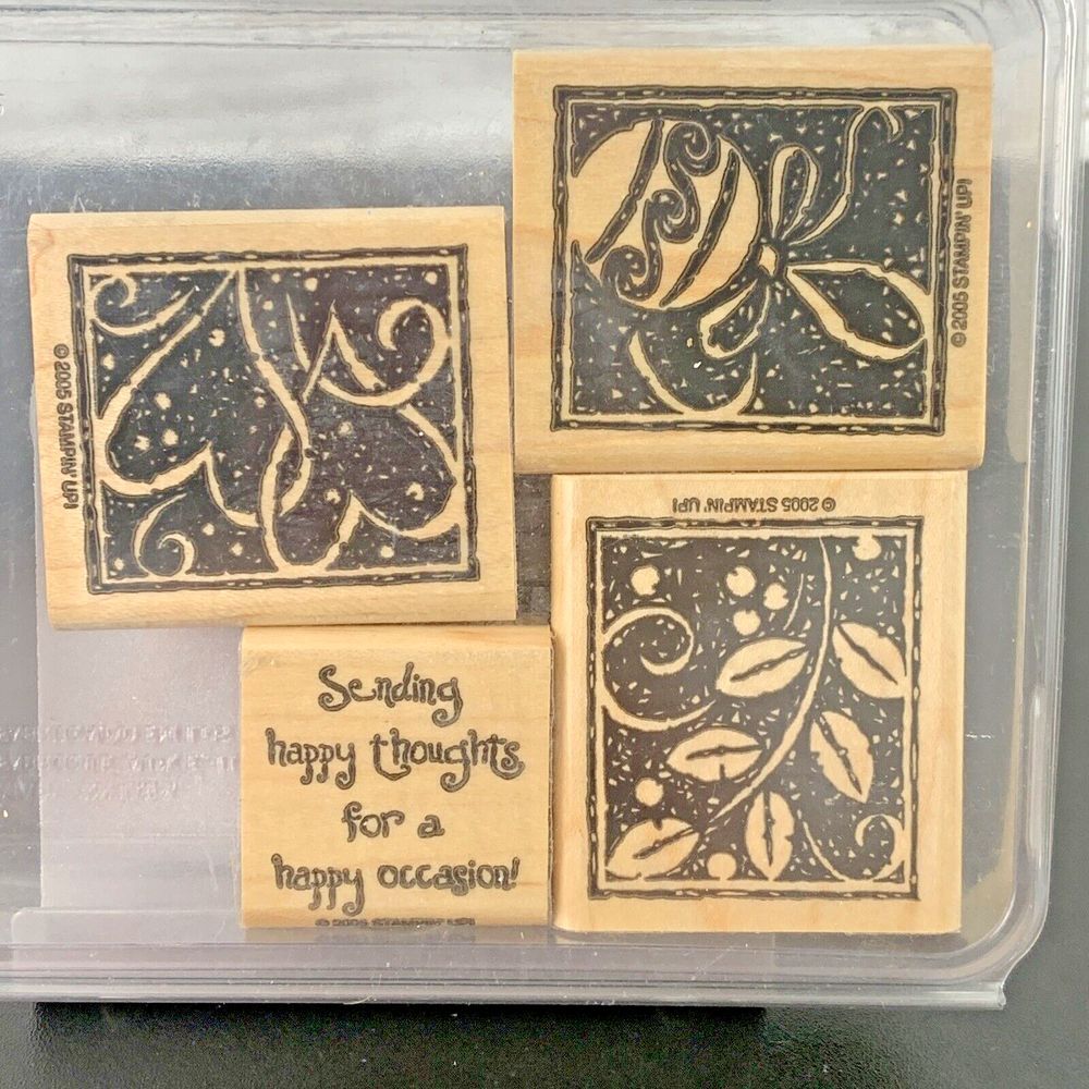 Stampin' Up! Happy Occasions Rubber Stamps Set of 4 Floral Greetings